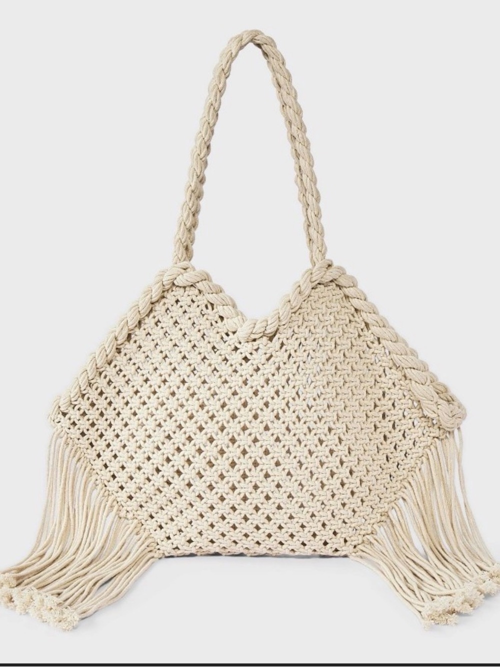 Universal Thread Cream Macramé Fringe Purse NWT